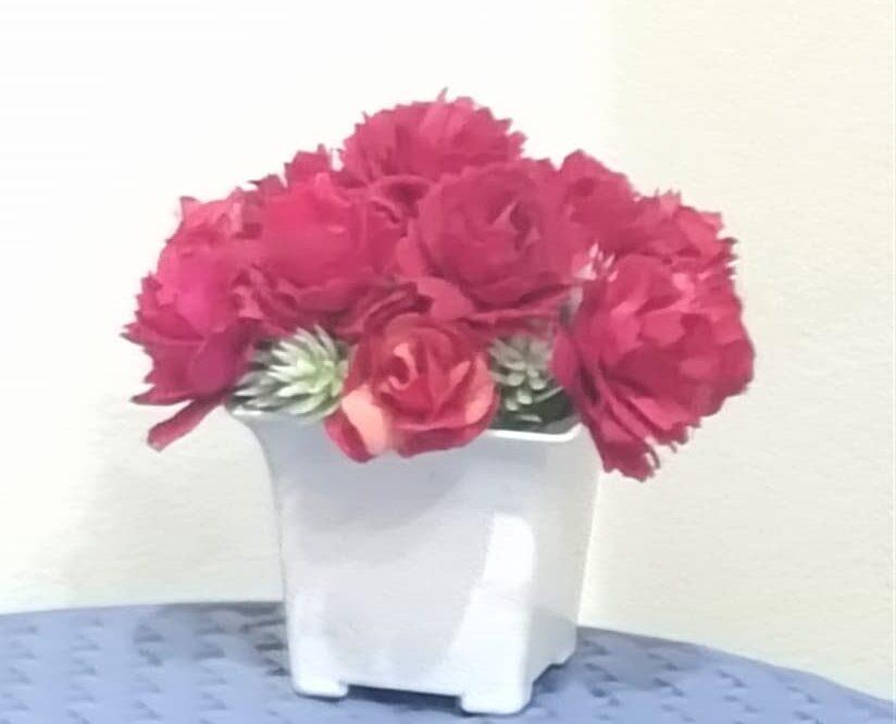 hand painted cream ceramic vase 8"