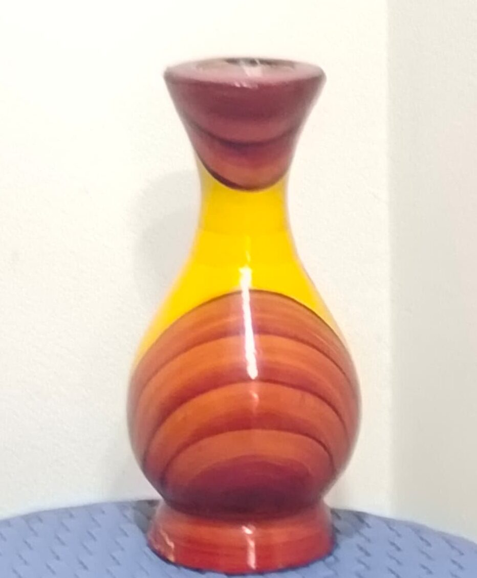hand painted cream ceramic vase 8"