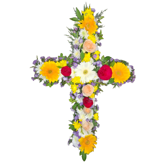 Mixed Flower Cross 23" x 15"