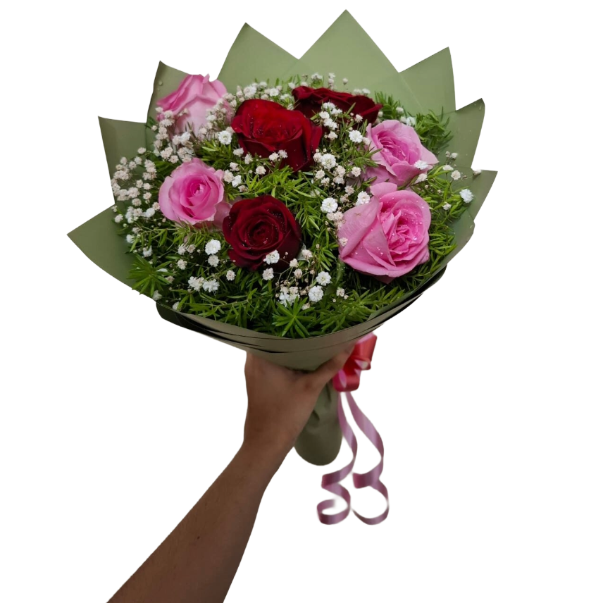 Beautiful Sweet Pink & Red Rose Bouquet
