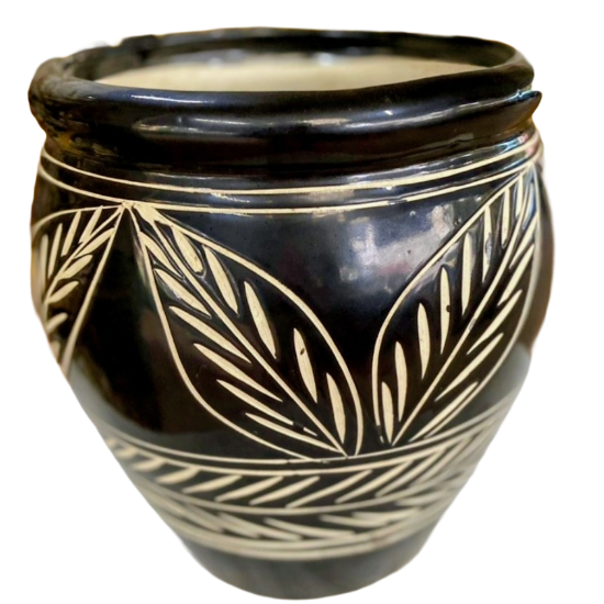 Black Design Pot 11" x 8"