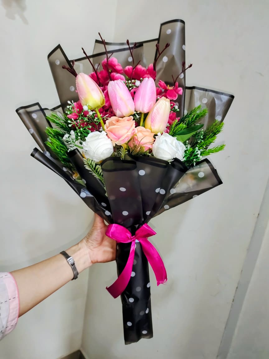 tulip romance artificial bouquet