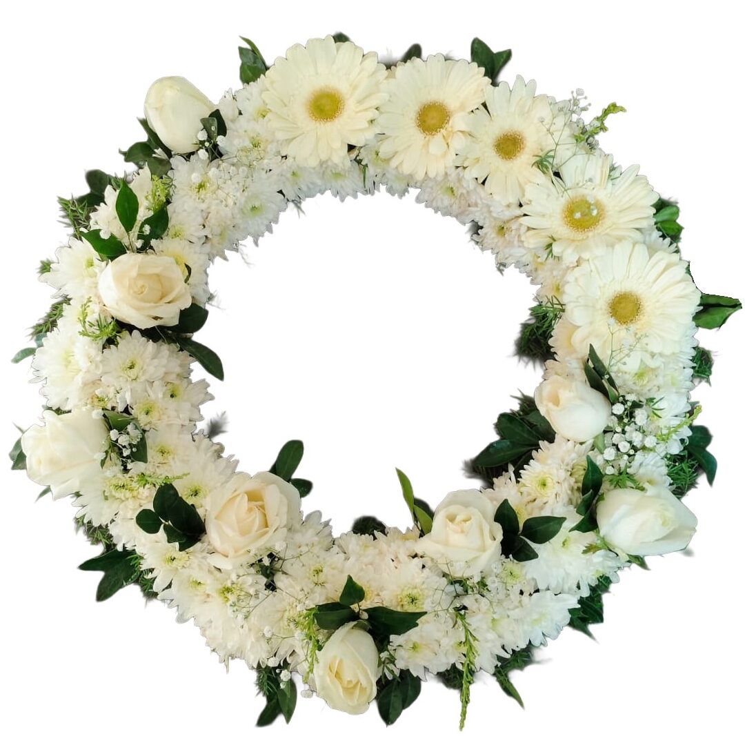 Full White Wreath 12"